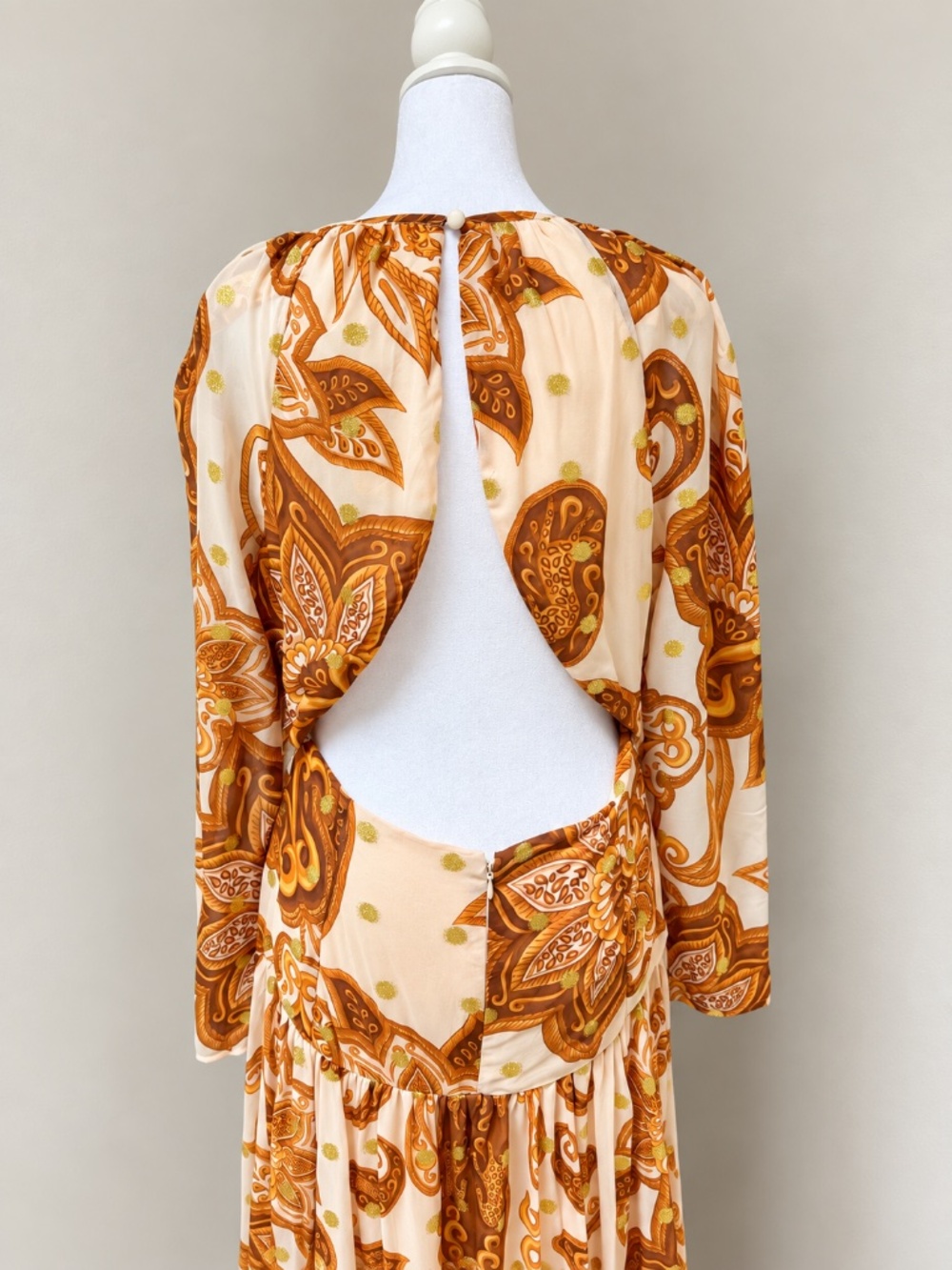 NWT Farm Rio x Anthropologie Jacquard Metallic Gold Maxi Dress M - Picture 12 of 13